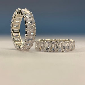 Baguette Eternity Ring in 925 Sterling Silver – Stackable Infinity Band, Promise Ring, Wedding Band, Gift for Her