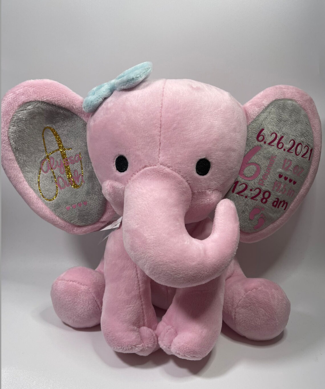 Customized Pink Elephant Gift For New Born stuffed animals Etsy