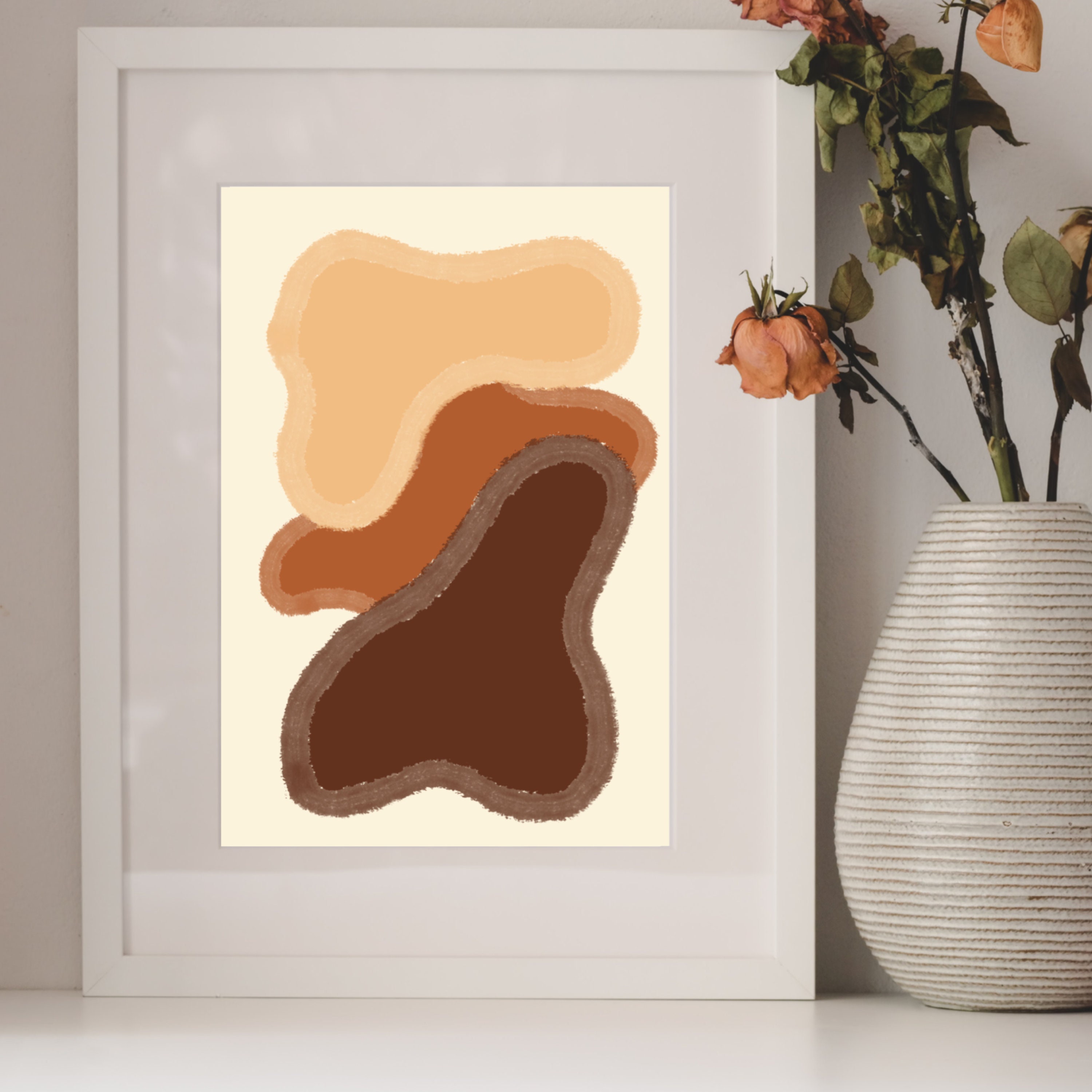 Original Wall Art, Digital Download, Brown Abstract Art, Minimalist