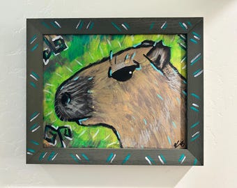 Cappy - Peinture originale Capybara par le skipper Kevin (encadré)