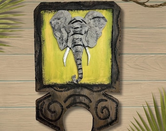 L'éléphant - Décoration murale en bois sculpté par le skipper Kevin