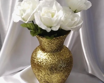 Jarrones con purpurina dorada, para ocasiones especiales, decoración del hogar, centros de mesa, cumpleaños, bodas, cenas, aniversarios, floreros.