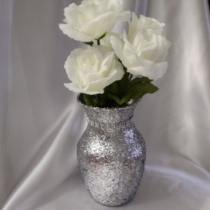 Silver Glitter Vase 8&quot;, Special Occasions, Home Decor, Centerpiece, Birthdays, Weddings, Dinner Parties, Anniversaries, Flower Vase