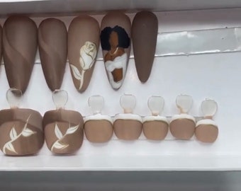Emerald fall press on nails & toes set