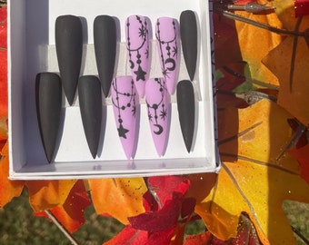 Purple Glow Halloween Nails