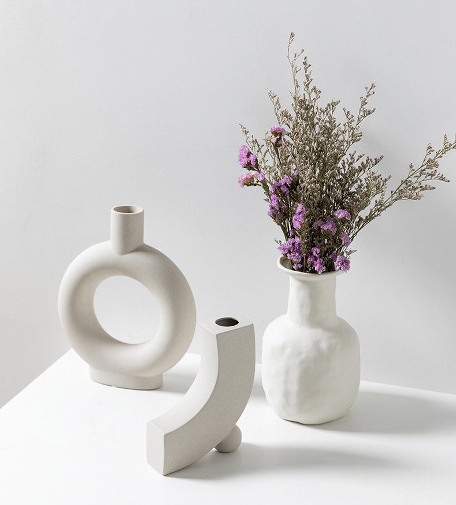 9 Unique White Ceramic Vase Minimalist White Vases Ceramic Etsy