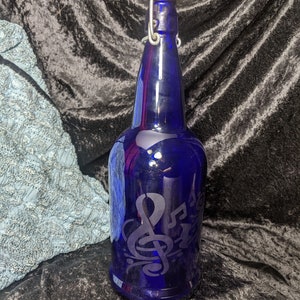 Etched Cobalt Blue 1 Ltd Bottle with Music Bar