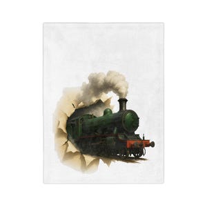 Vintage Train Velveteen Blanket | Cozy Throw