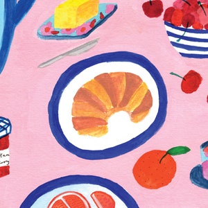 A4 / A3 French Croissants Fruit Breakfast Watercolour Art Print image 2