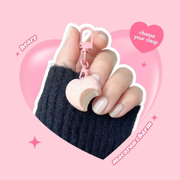 Heart Mochi Ice Cream Phone Charm: Sakura Pink Kawaii Keychain