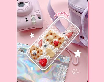 Decoden-telefoonhoesje: slagroomwafel, toppings van kat en hart