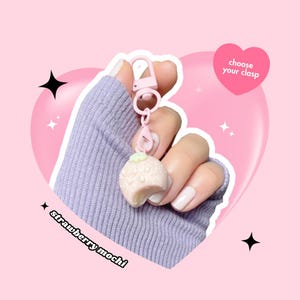 Phone Charm Keyring Keychain Strawberry Shaped Mochi Ice Cream Pastel Pink Japanese Kawaii Coquette Harajuku Coquette Fake Food Dessert