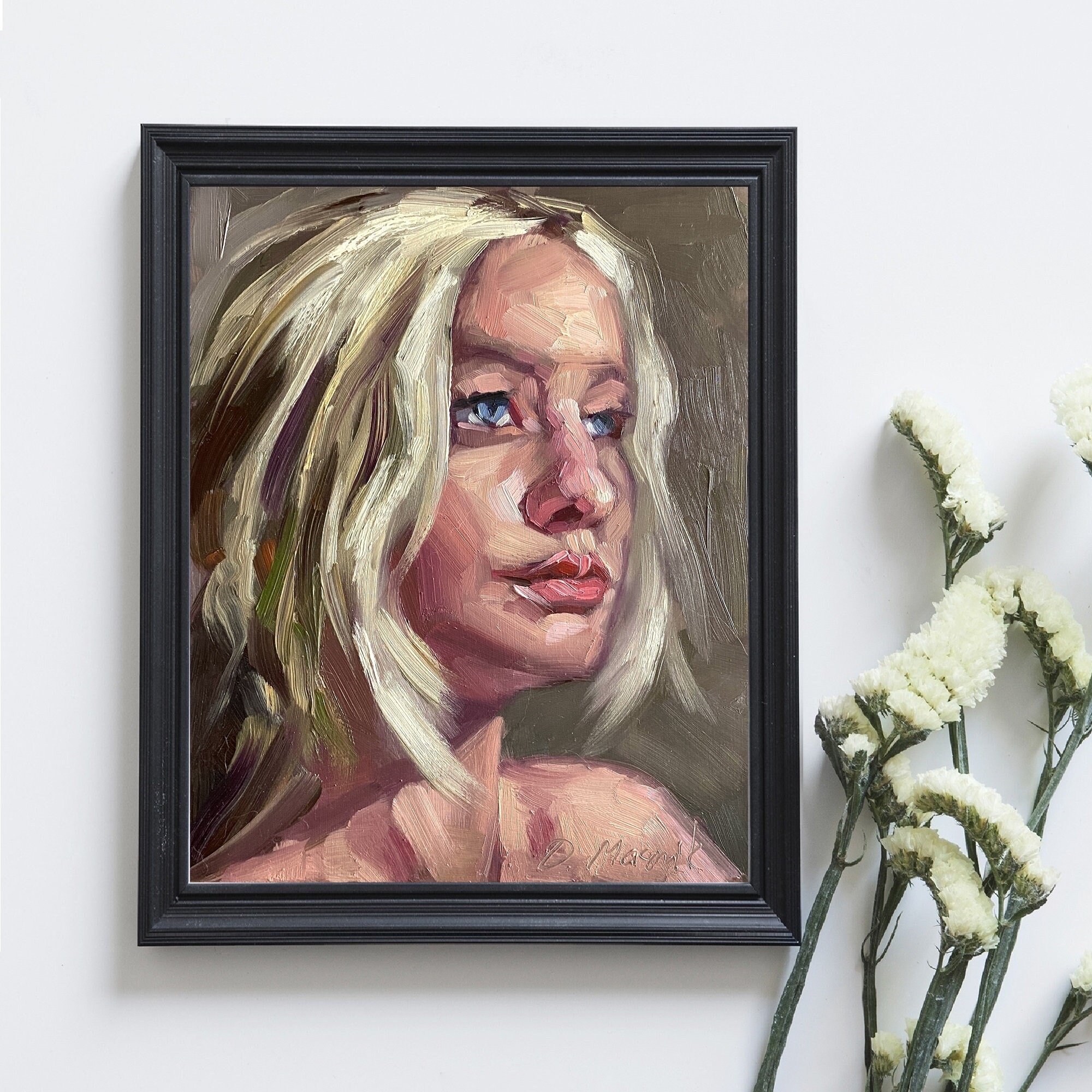 Woman Oil Painting Original Female Portrait Artwork 8x10 Human Wall Art ...