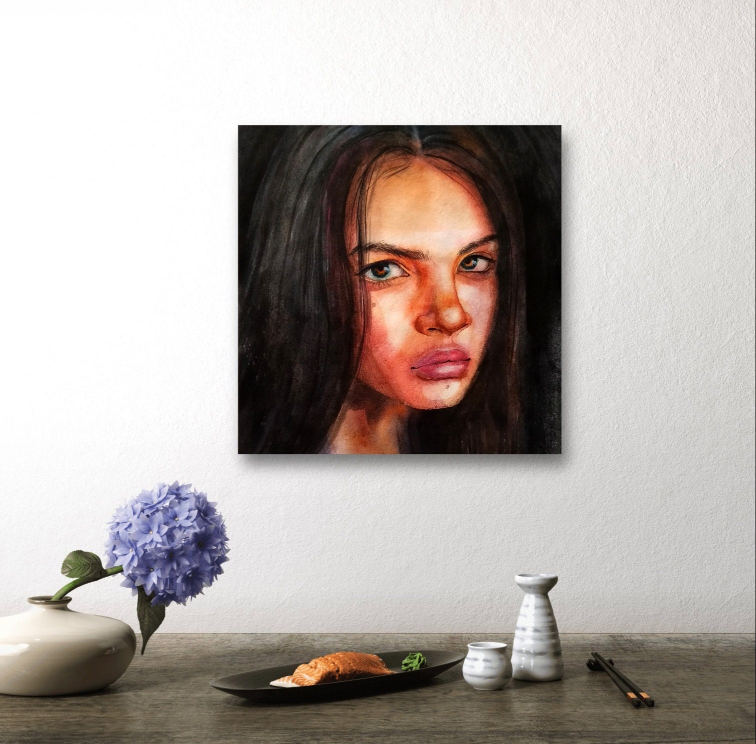 Sad Girl Painting Female Original Art Woman Portrait 88 Inches - Etsy