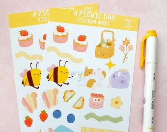 A Picnic Day Sticker Sheet | Cute Journal Stickers