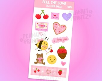 Feel the Love Deco Sticker Sheet | Cute for Planners Bullet Journal Notebook or Scrapbook