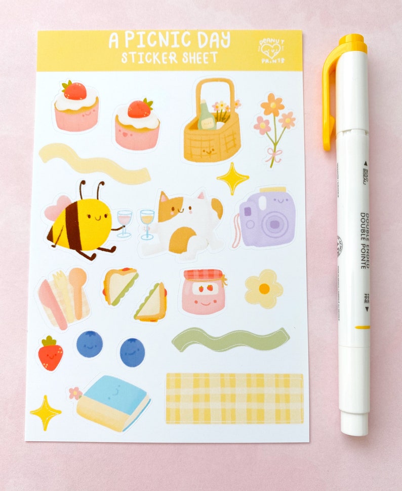 A Picnic Day Sticker Sheet Cute Journal Stickers image 2