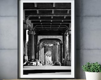 Seattle George Washington Memorial Bridge Print, Monotone Canvas