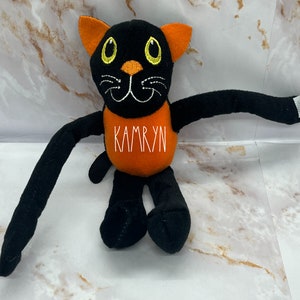 Personalized Halloween Cat Plushie, Halloween Cat Gift, Kids Basket Stuffer, Trick or Treat Gift, Custom Halloween Plushie, Toy Cat Plush