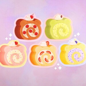 Gomi-Rollenkuchen | Glänzende Vinyl Aufkleber Flake Pack - Süßer glänzender Aufkleber - Kawaii Vinyl Aufkleber - Süßer Bären Aufkleber - Süße Dessert Aufkleber