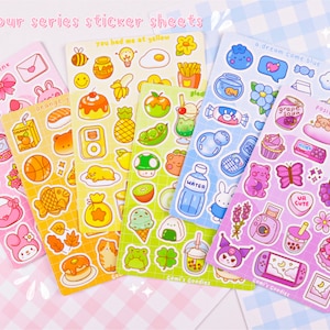Serie de colores / Hoja de calcomanías mate - Papelería linda - Hoja de calcomanías kawaii - Calcomanías Bujo - Hojas de calcomanías de arcoíris - Calcomanías coloridas