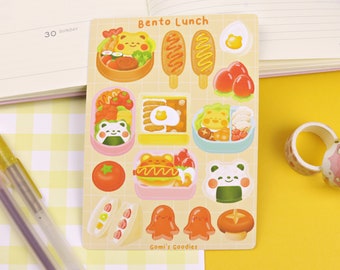 弁当ランチ | マットステッカーシート - かわいい文房具 - かわいいステッカーシート - かわいいブジョステッカー - プランナーステッカー - 弁当箱ステッカー