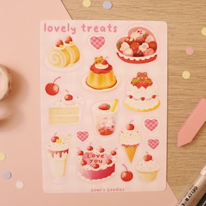 Hoja de pegatinas con bonitos detalles / mate - Papelería bonita - Hoja de pegatinas kawaii - Pegatinas bonitas de Bujo - Pegatinas para planificador - Pegatinas de San Valentín