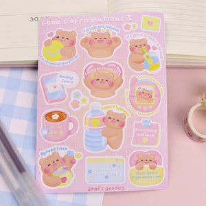 Gomis Affirmationen 3 | Matte Sticker Bogen - Cute Stationary - Kawaii Sticker Bogen - Cute Bujo Stickers - Positive Affirmationen