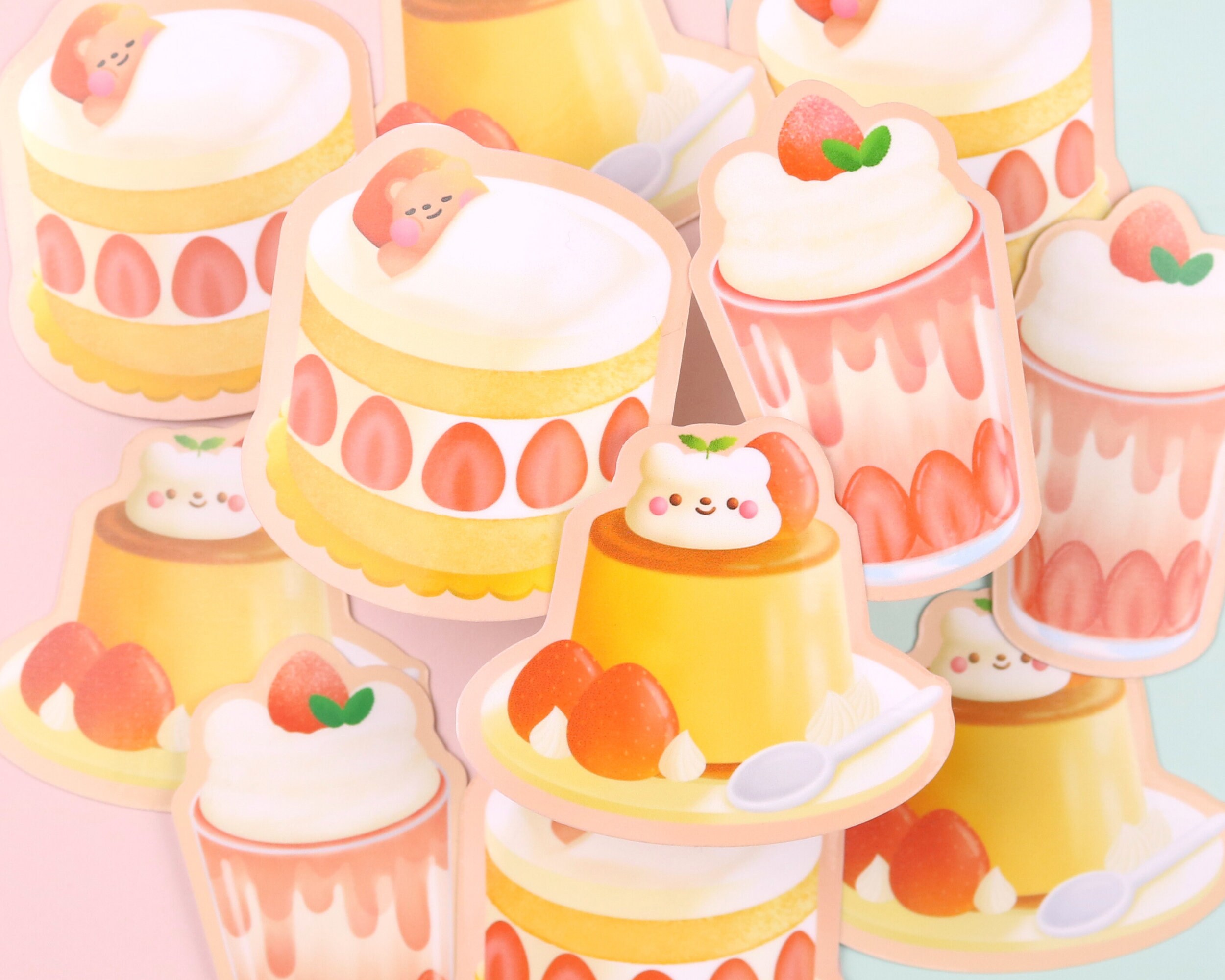 Strawberry Desserts | Glossy Vinyl Sticker Flake Pack - Cute Glossy ...