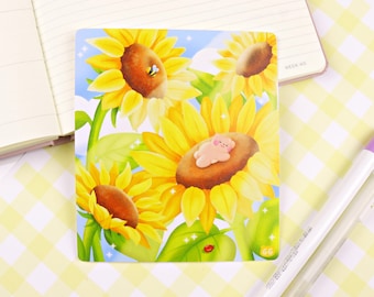 Gomi's Sunflowers | Cute Art Print - Aesthetic Art Print - Kawaii Floral Art Print - Illustration Art Print - Summer Flower Print