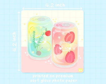 Gomi's Rainbow Sodas | Art Print - Cute Art Print - Aesthetic Art Print - Kawaii Drink Art Print - Illustration Art Print