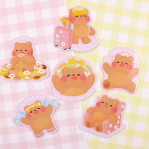 Afirmações de Gomi 2 | Flocos de adesivo de vinil brilhante - adesivo brilhante fofo - adesivo de vinil kawaii - adesivos de urso fofos - afirmação positiva
