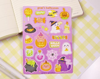 Gomi's Halloween | Matte Sticker Sheet - Cute Spooky Stationary - Kawaii Sticker Sheet - Cute Bujo Stickers - Cute Halloween Stickers
