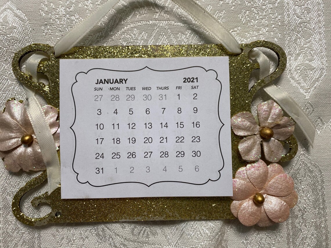 Calendar with ribbon hanger stamped Etsy