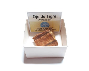 Ojo de tigre piedra en bruto 2,5-3 cm pequeña en caja de colección