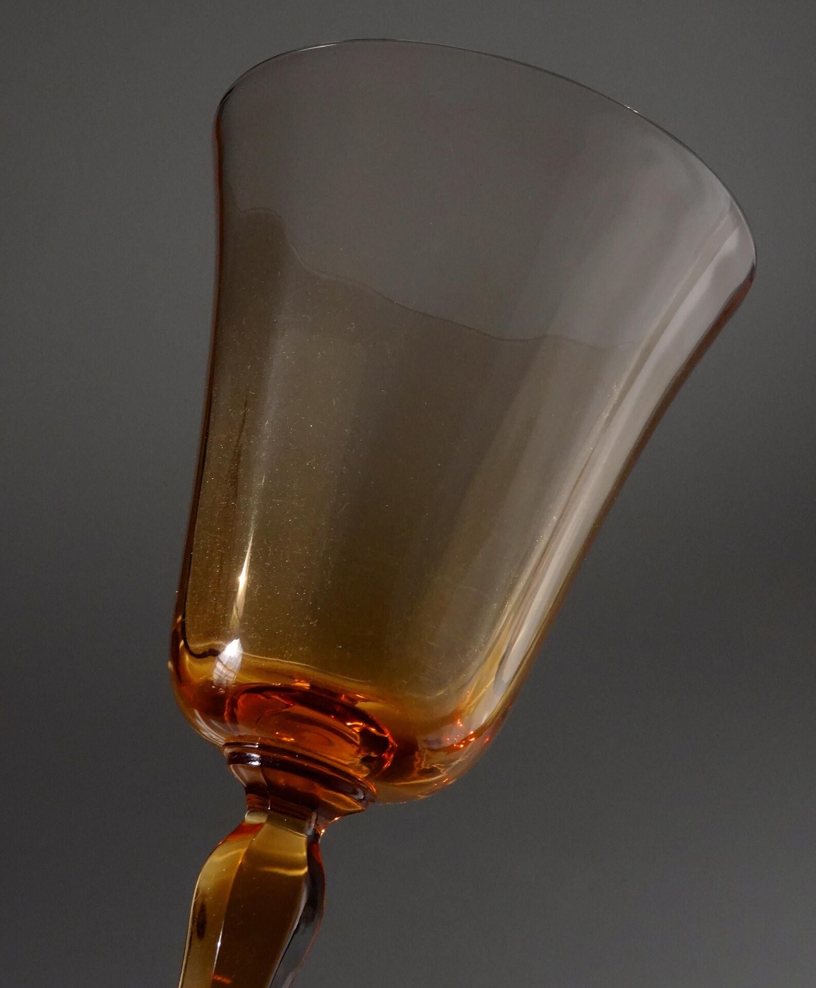 Vintage Amber Elegant Stemmed Water Goblet Wine Glasses Etsy