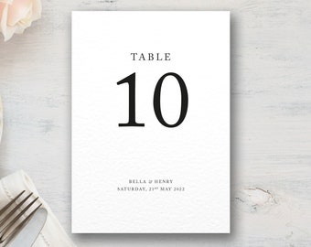 Wedding Table Numbers, Elegant Table Number Cards, Printed Table Cards, Bella