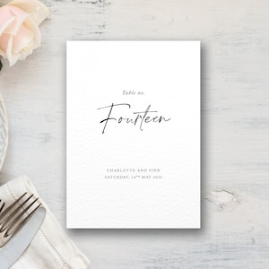 Wedding Table Numbers, Elegant Table Number Cards, Printed Table Cards, Charlotte