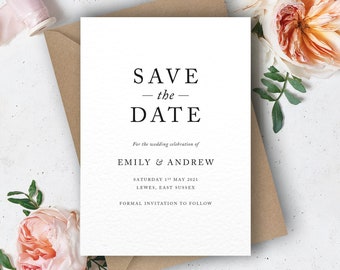 Simple Save the Date Card, Wedding Save The Dates, Printed Save The Date Card, Modern Save The Date, Personalised Save The Dates, Emily