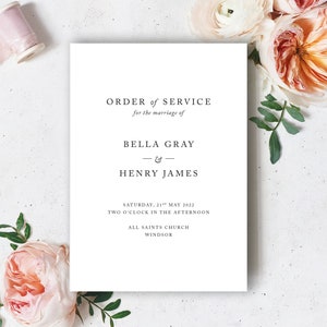 Order of Service, Elegant, Simple Order of Service booklets, programs, Printed Order of Service, Bella