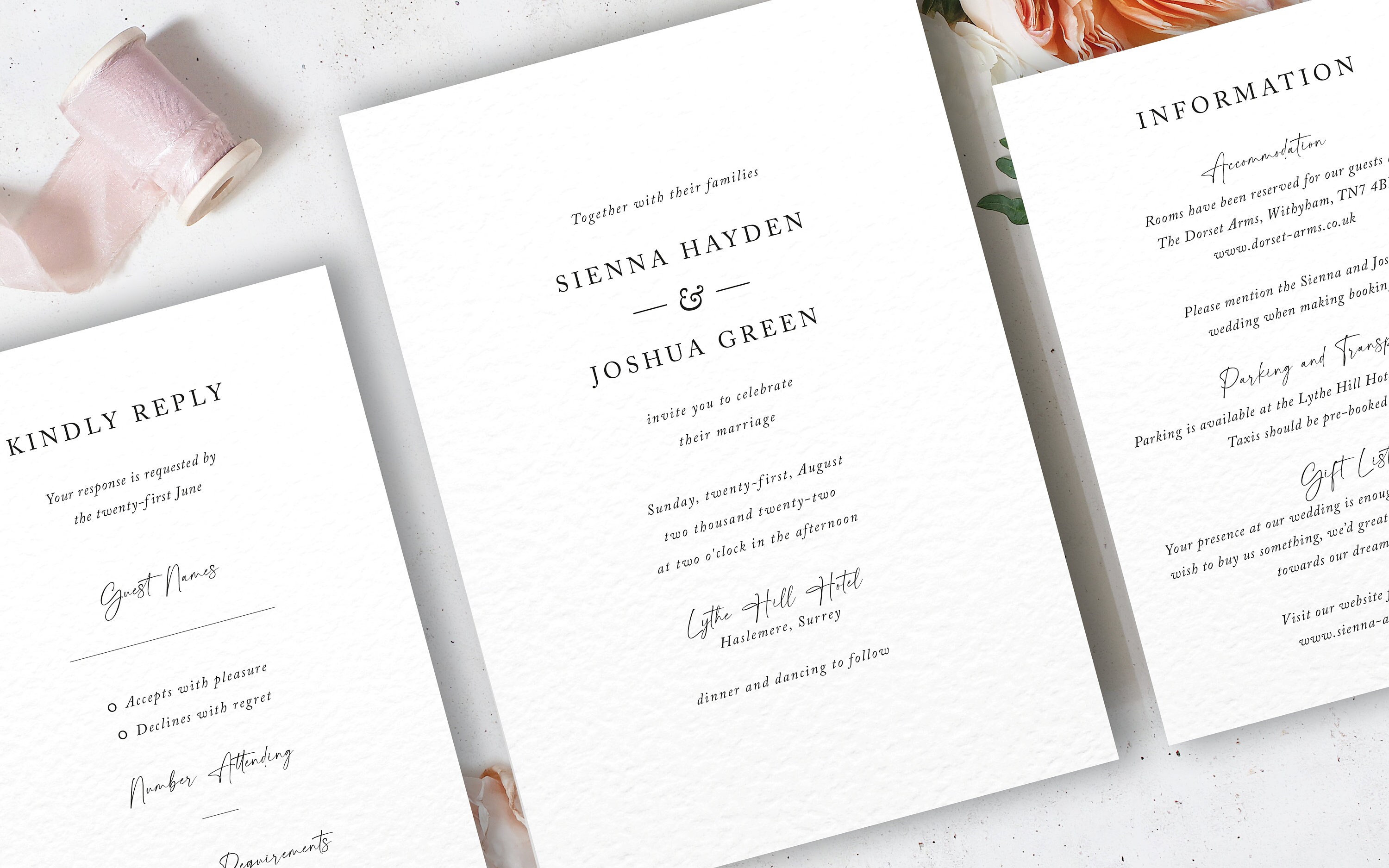 Wedding Invitation Set Invitation Simple Wedding Invitation Etsy UK