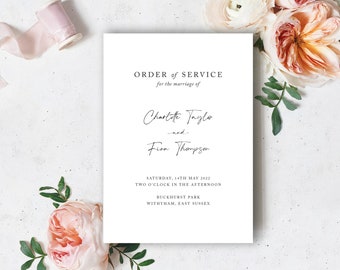 Order of Service, Elegant, Simple Order of Service booklets, programs, Printed Order of Service, Charlotte
