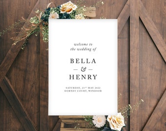 Welcome Sign, Welcome to the wedding of , Printed Wedding Sign, Bella