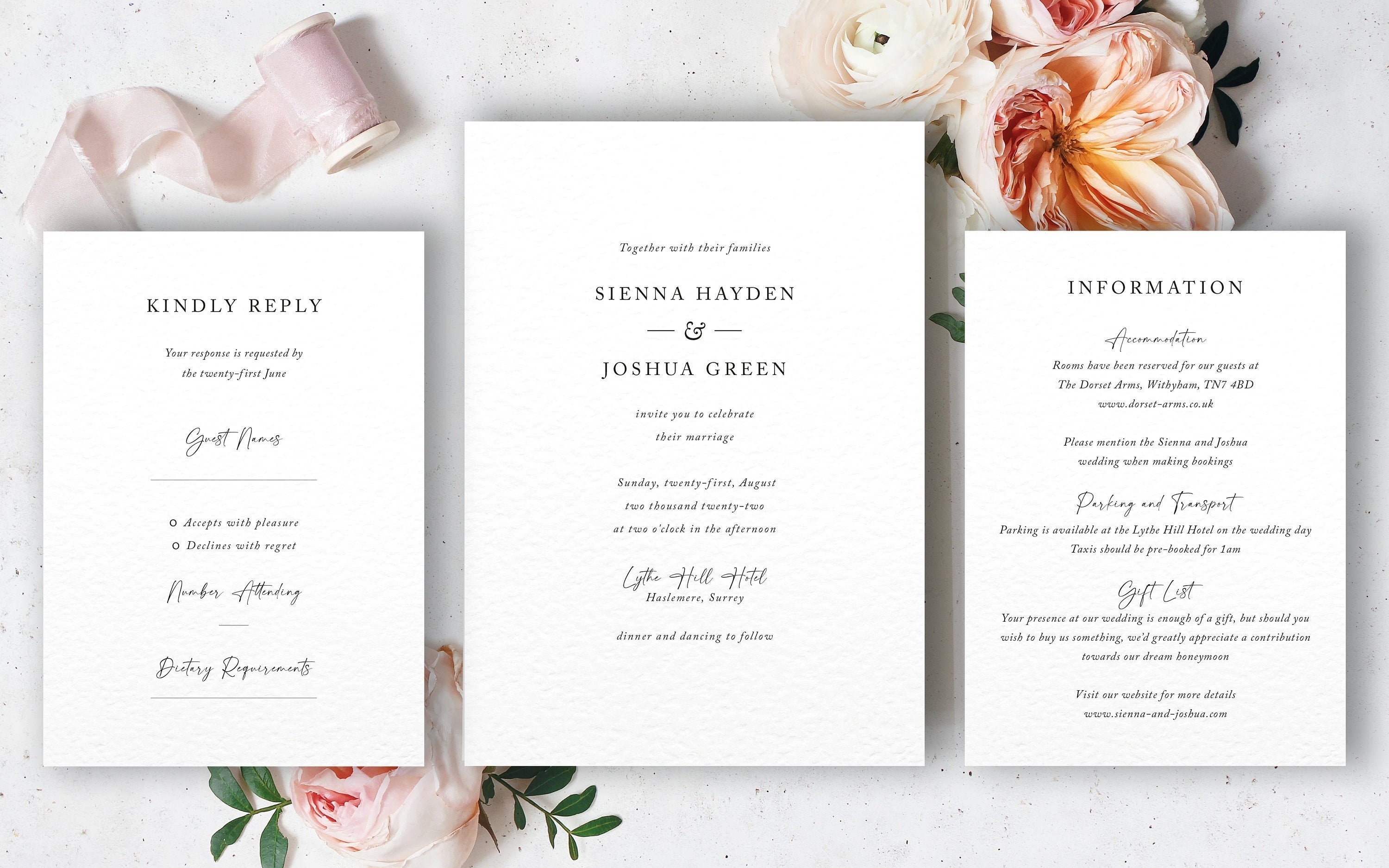 Wedding Invitation Set Invitation Simple Wedding Invitation Etsy UK