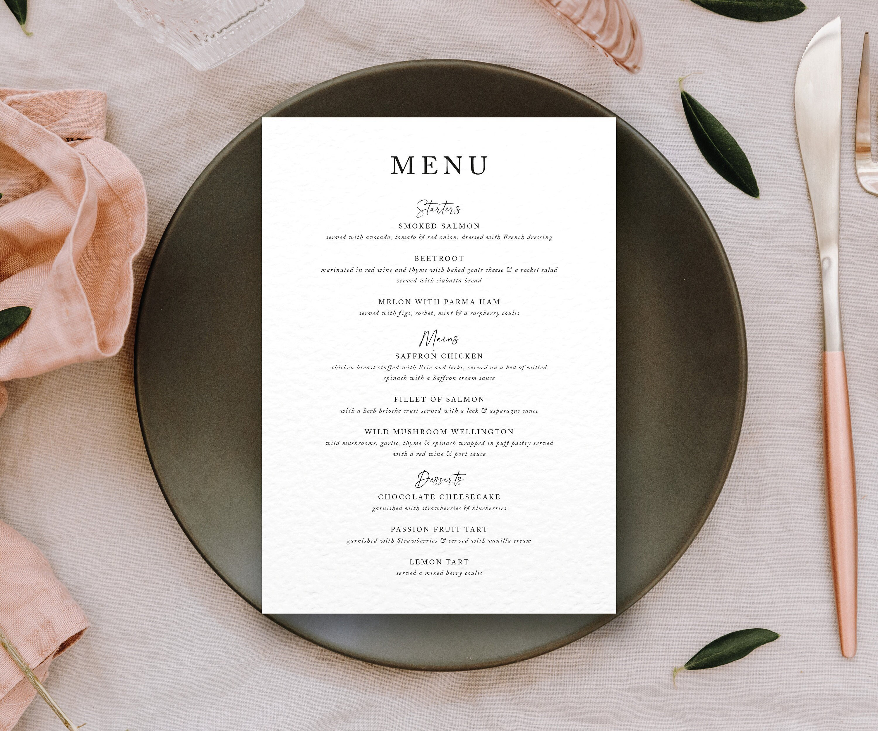 Wedding Menu Simple Wedding Menu Wedding Dinner Menu Etsy