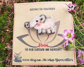 Erna und Egon Brosche für mehr Selbstliebe Schwein Schweinchen Ferkel Glücksbringer Glücksschwein Egoschweinchen