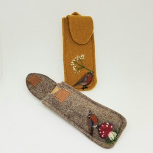 Taschenmesser Etui für das Opinel No. 8 aus Wollfilz mit Rotkehlchen Bild 2