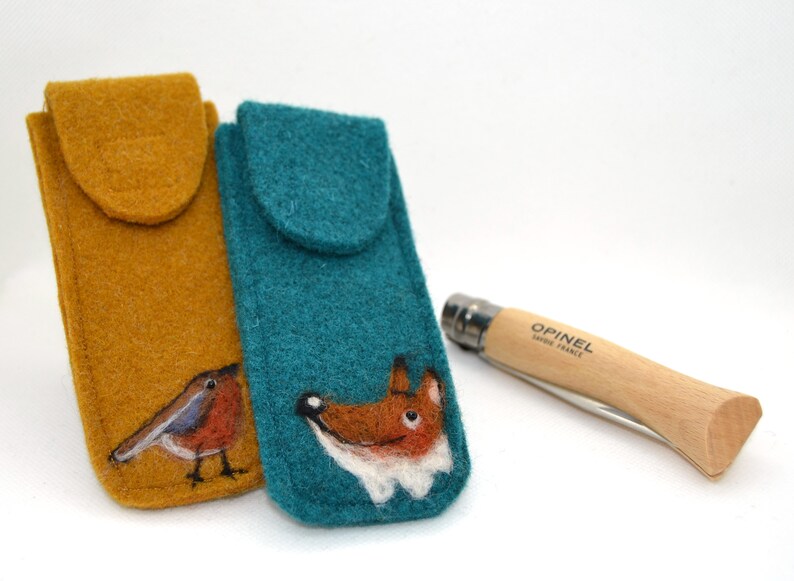 Kinder Taschenmesser Etui aus Wollfilz mit Wunschtier Bild 1