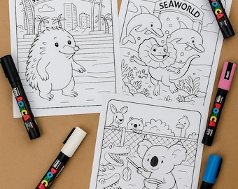 Queensland Aussie Animal Colouring Pages | Cute Australian Animals for Kids | Printable Activity Digital Download | Eleven Pages To Color