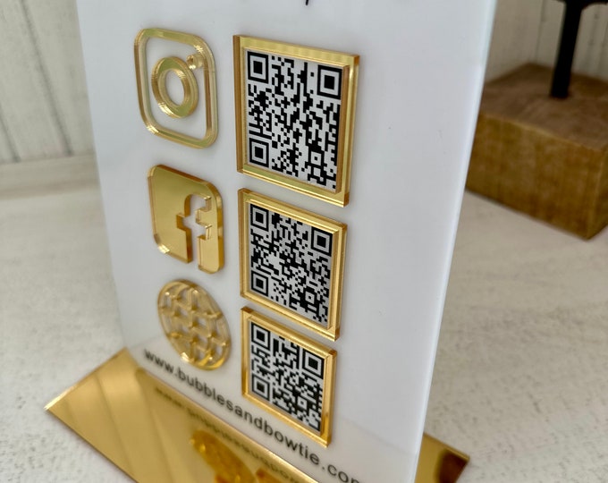 QR Code Display Sign Acrylic, Connect With Us, Social Media Sign ...
